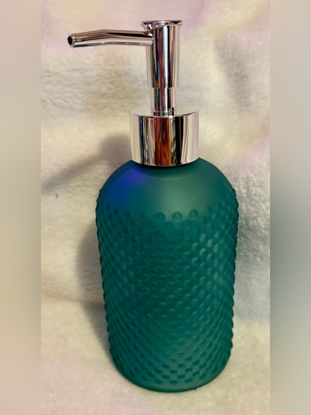Teal Textured Glass Soap Dispenser - Unbranded